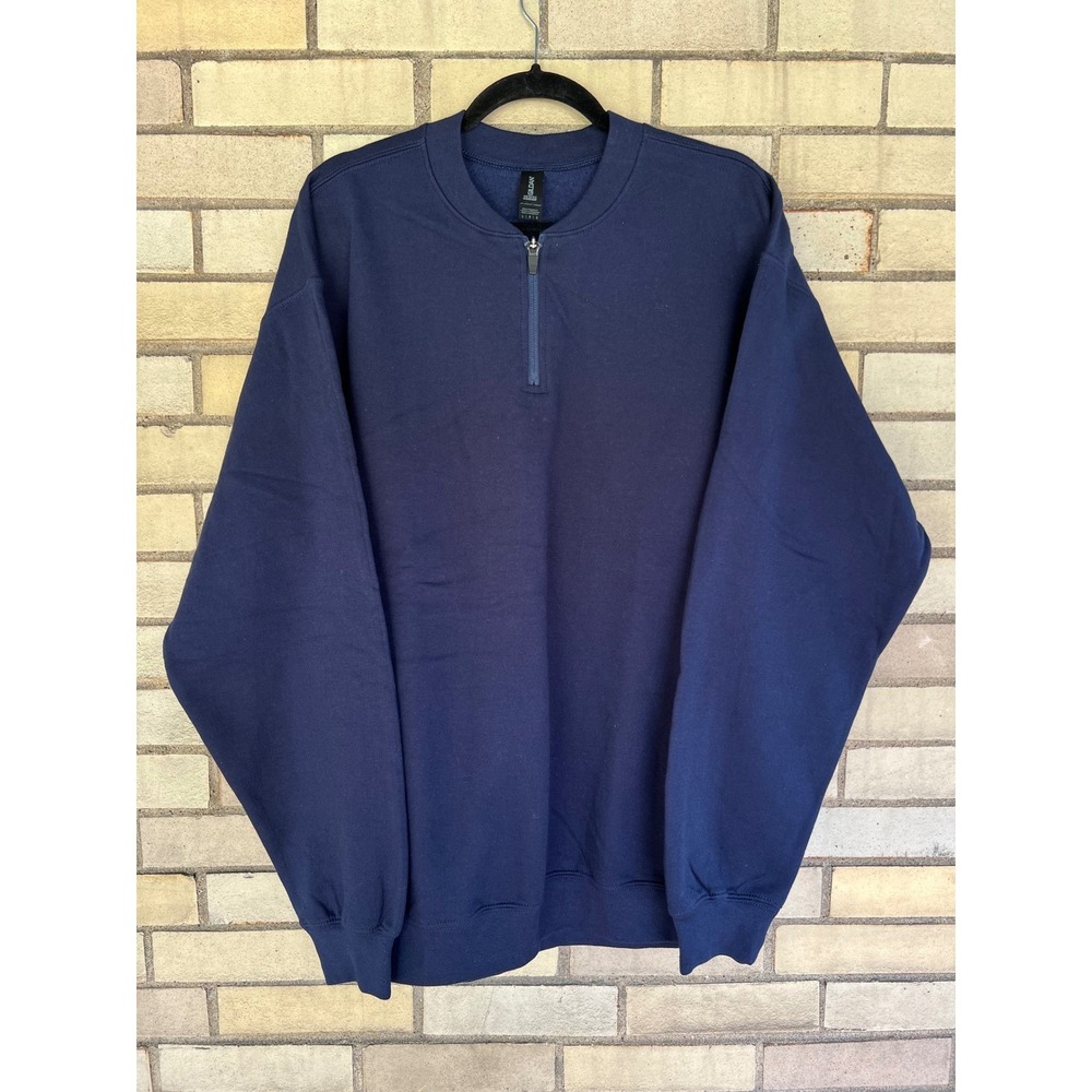 Lot of 4 Gildan Softstyle Midweight Quarter Zip Navy Sweatshirts Mens Large NWOT
